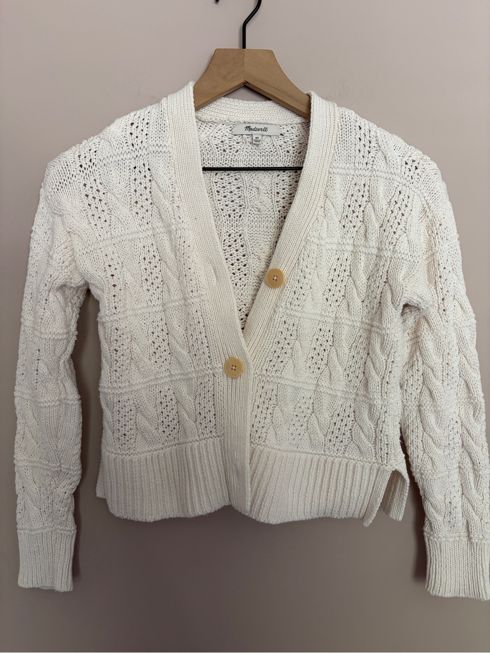 Madewell Open Cable-Stitch Cardigan Sweater Ivory XS - Picture 3 of 6